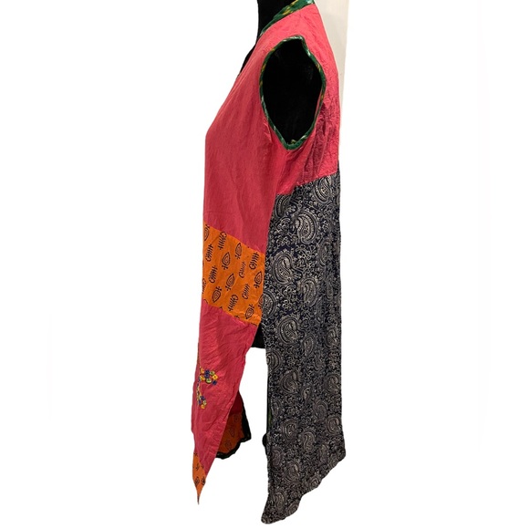 Vintage Patchwork Indie Hippie Earthy Eclectic Embroidered Woodland Tunic Top - Picture 6 of 7